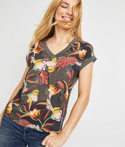 Tshirt imprimé femme KAKI