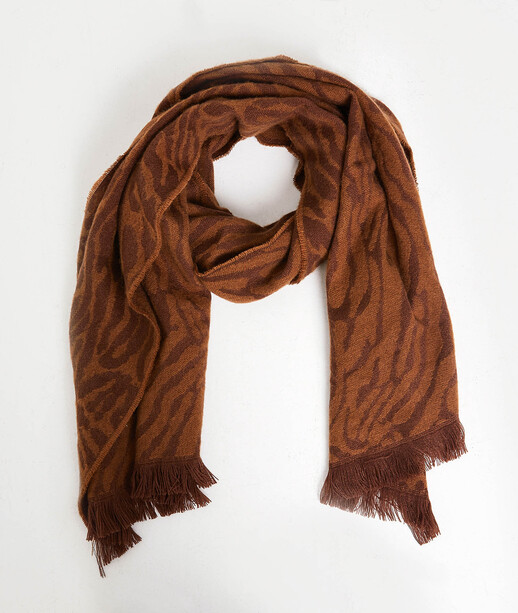 Echarpe motif zèbre femme MARRON