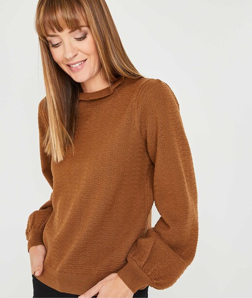Pull camel col victorien femme CAMEL