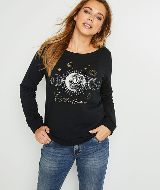 Sweat noir à message femme NOIR