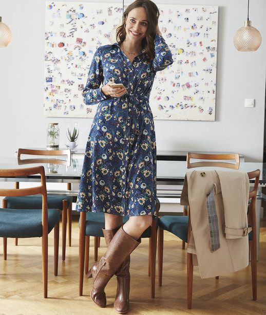 Robe chemise fleurie femme MARINE