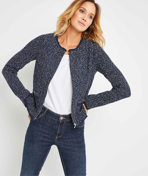 Veste en maille structurée femme MARINE
