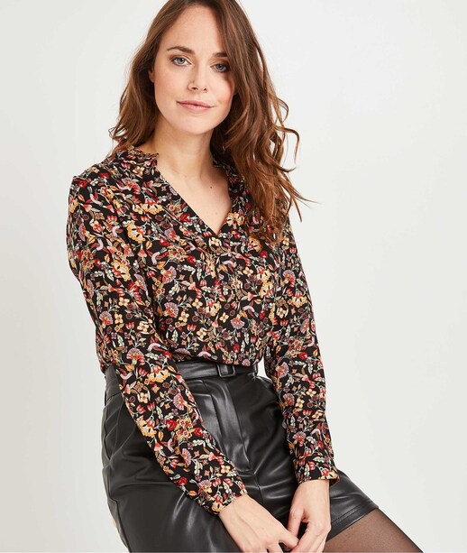 Blouse fluide imprimé fleuri femme MULTICOLORE