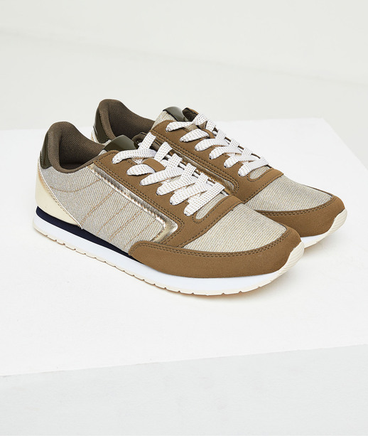 Baskets plates bicolores femme KAKI