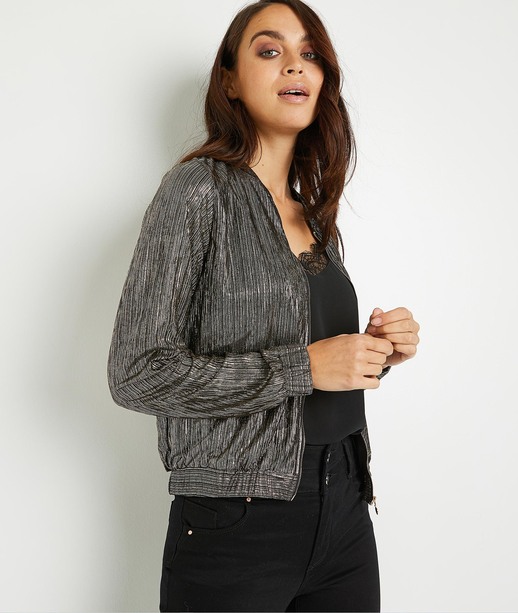 Bomber fluide brillant femme NOIR