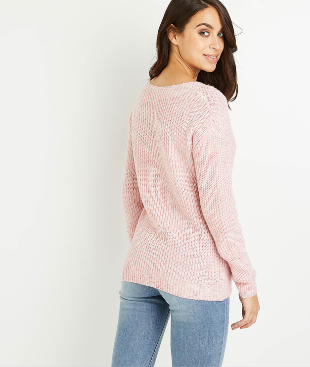 Pull En Maille Fantaisie Rose Femme Rose Grain De Malice